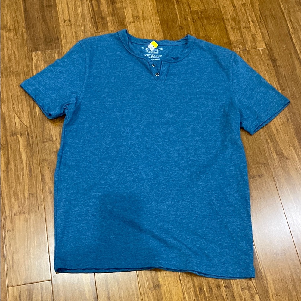 Lucky Brand Venice Burnout Men's Blue Short Sleeve Shirt